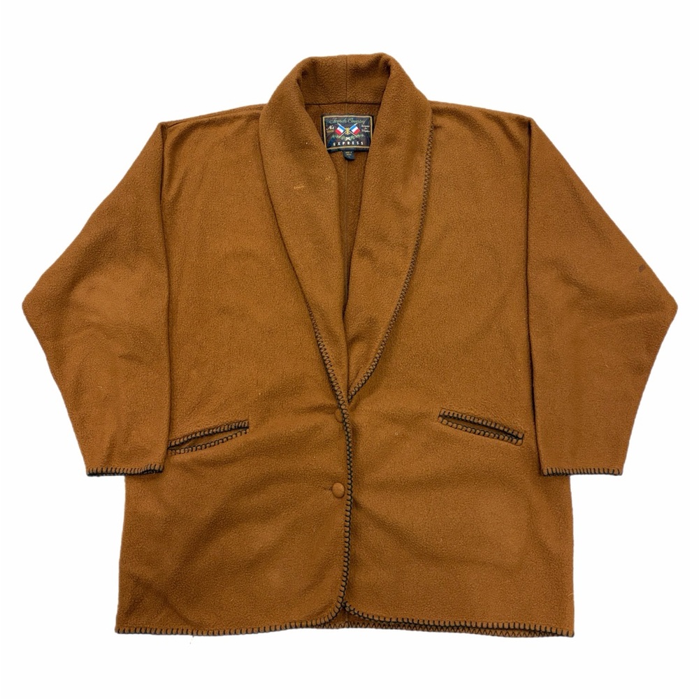 Vintage Express French Country Blazer Womens Large Brown Shawl Collar Knit